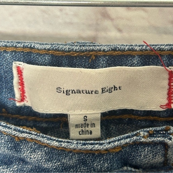Signature 8 Distressed Low Rise Blue Jeans - Picture 9 of 14